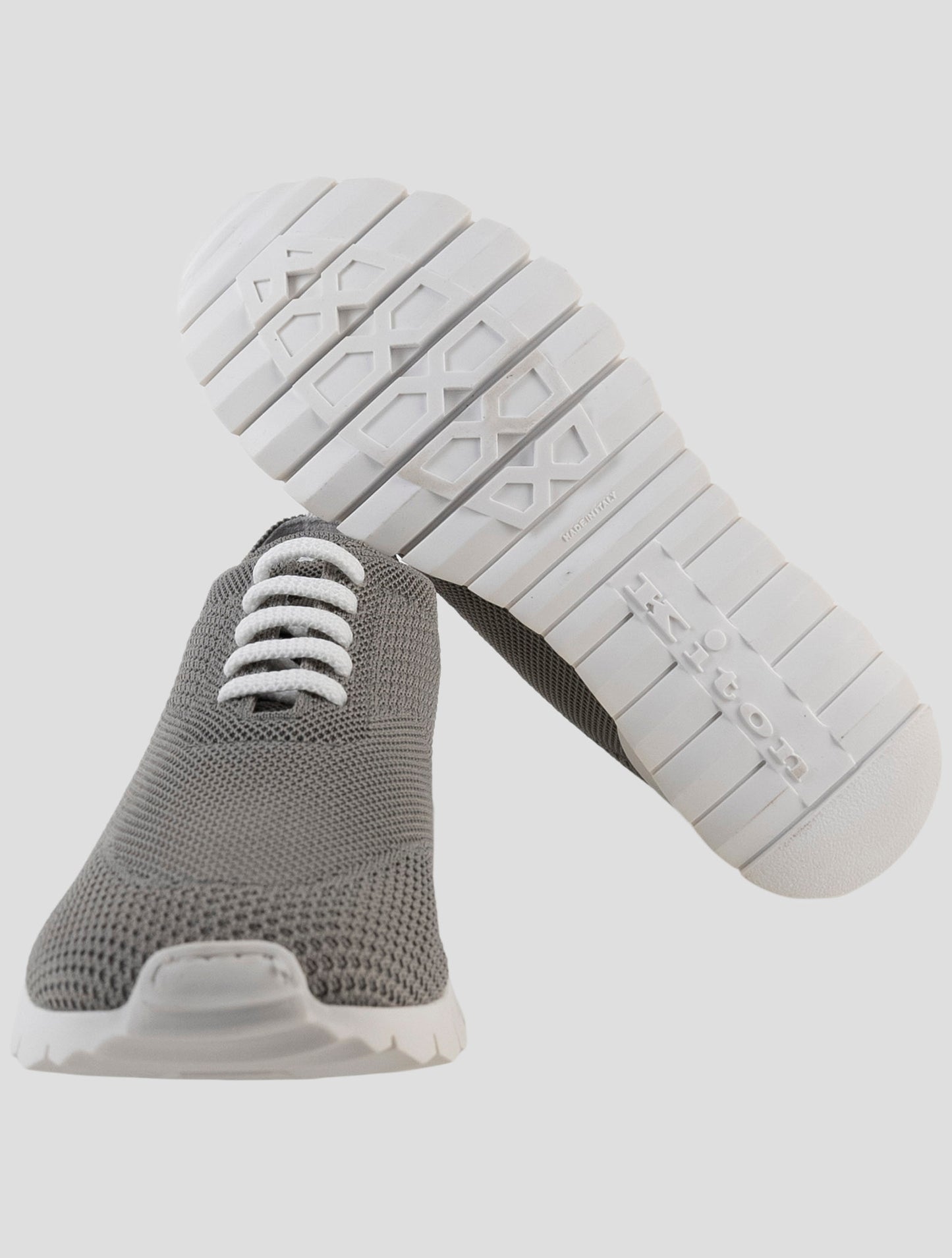 Kiton Gray Cotton Ea Sneakers