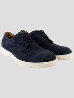 Kiton Blue Leather Suede Sneakers