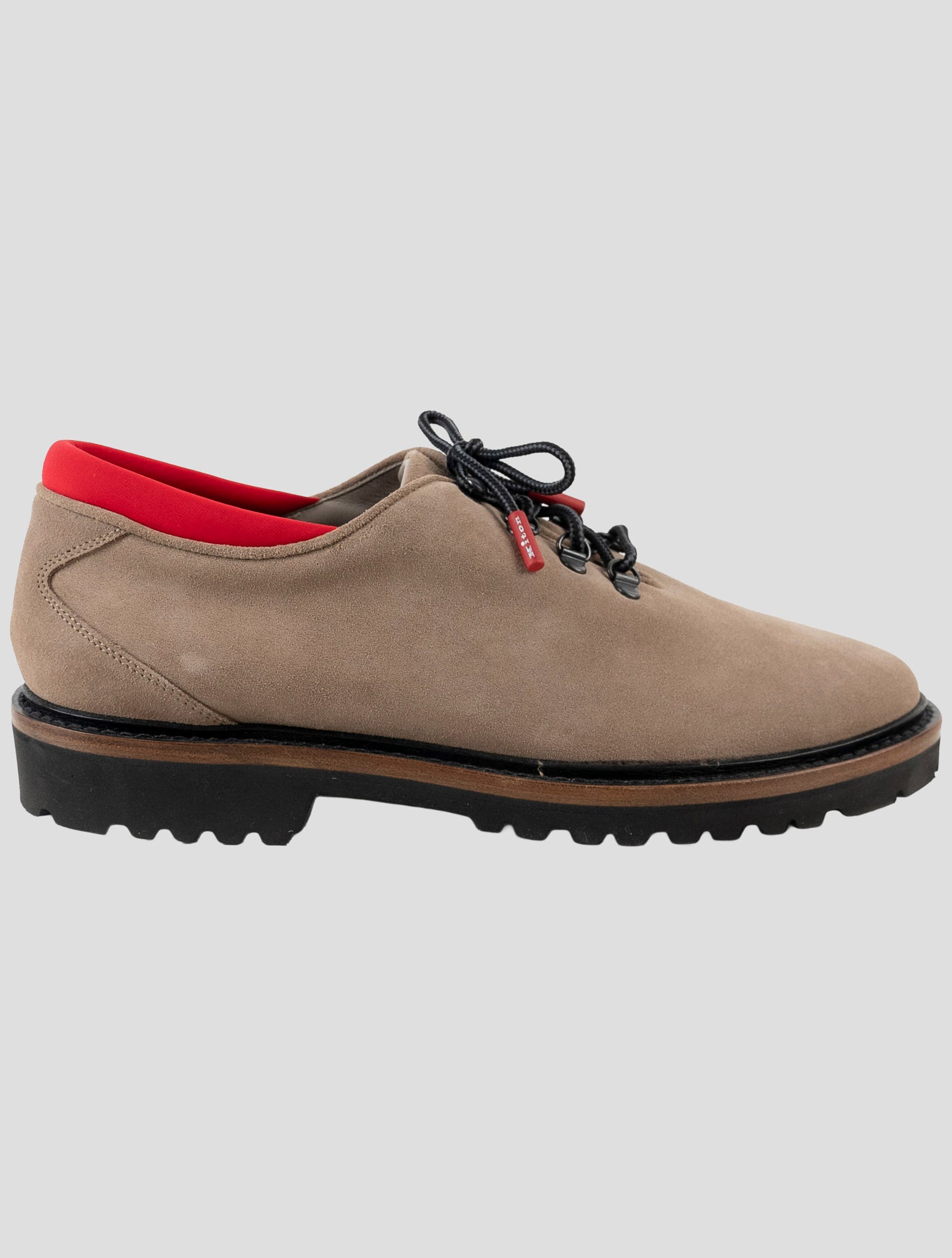 Kiton Beige Leather Suede Sneakers - side view