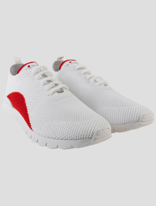 Kiton White Red Cotton Ea Sneakers