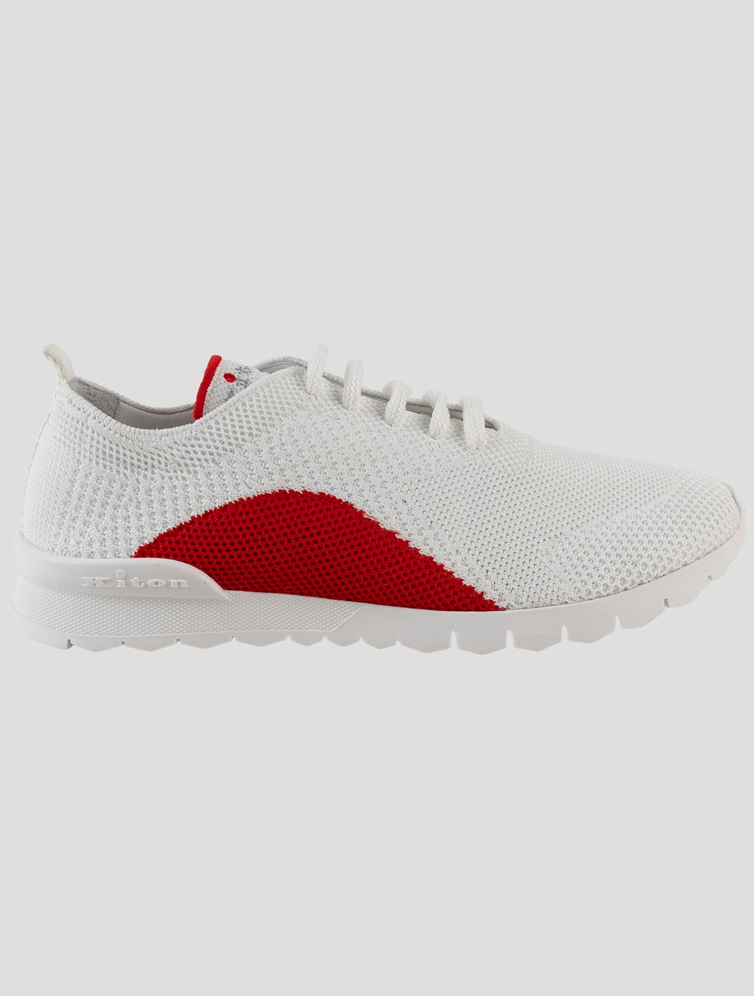 Kiton White Red Cotton Ea Sneakers