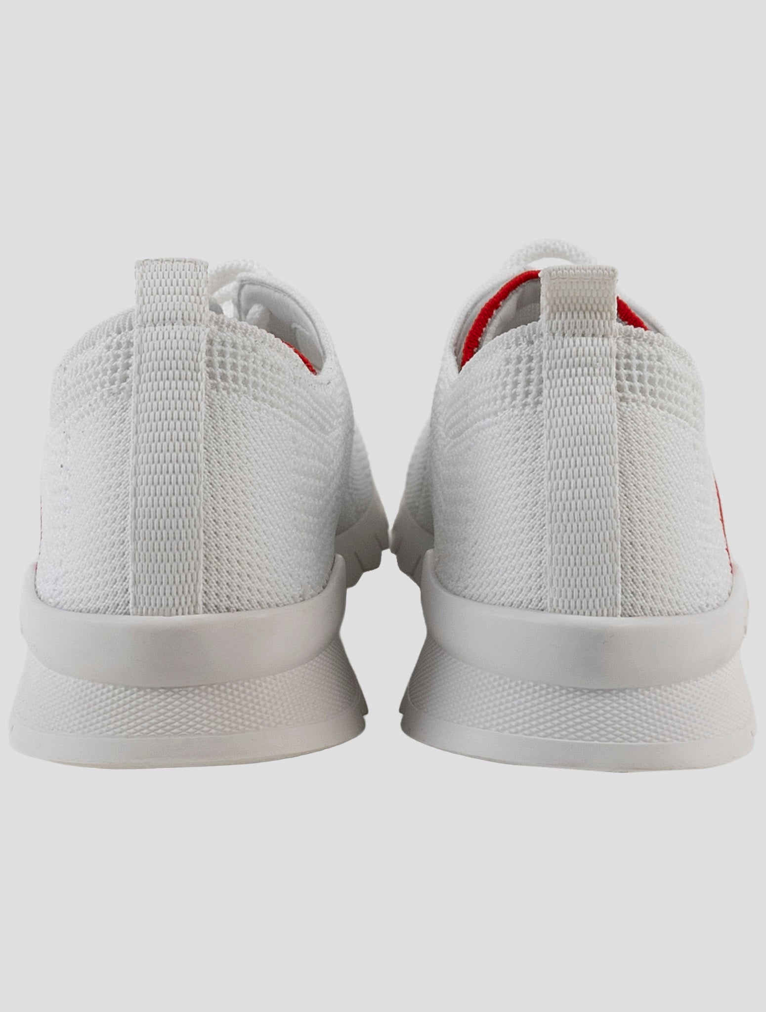 Kiton White Red Cotton Ea Sneakers