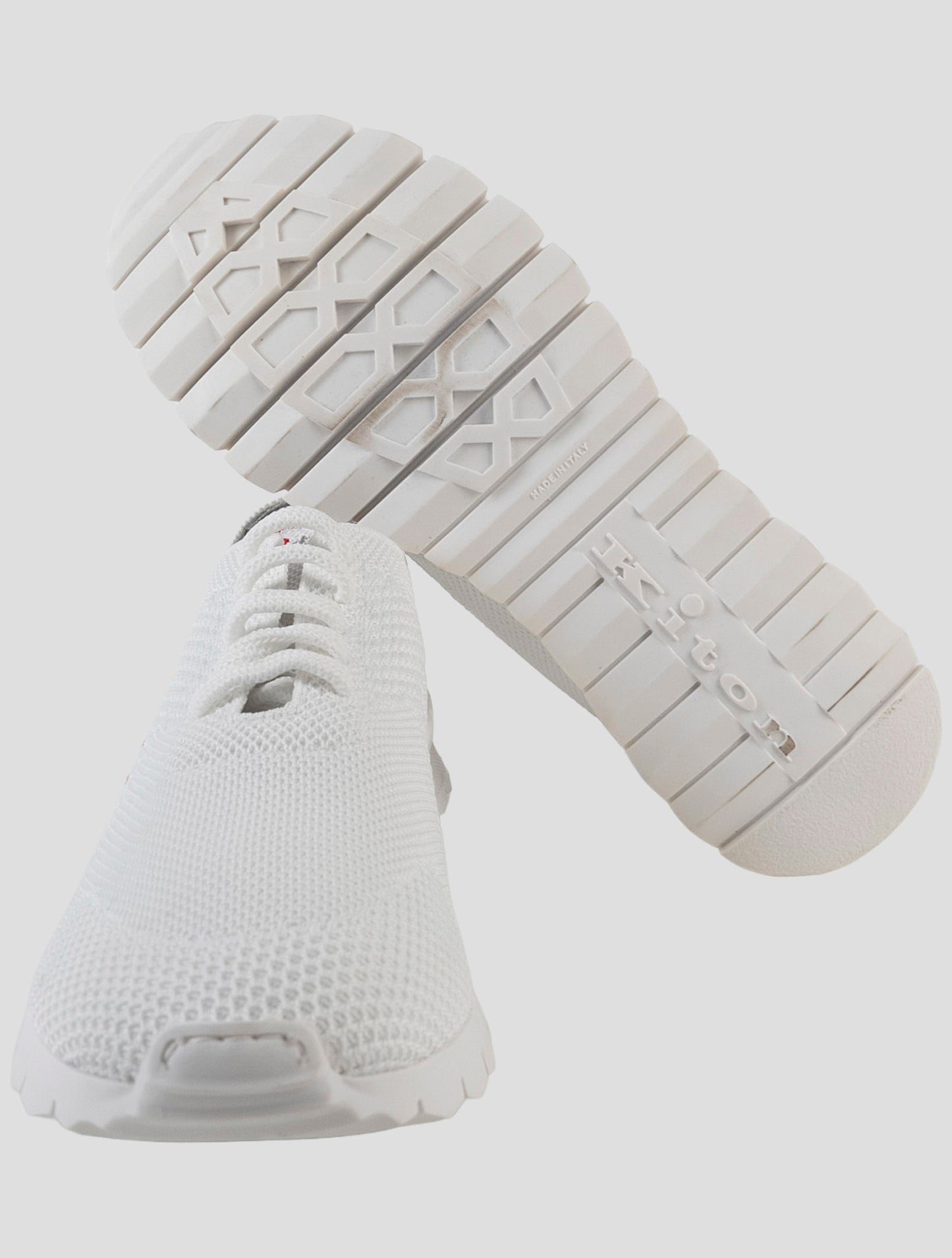 Kiton White Red Cotton Ea Sneakers