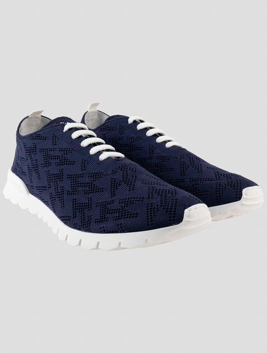 Kiton Blue Cotton Ea Sneakers