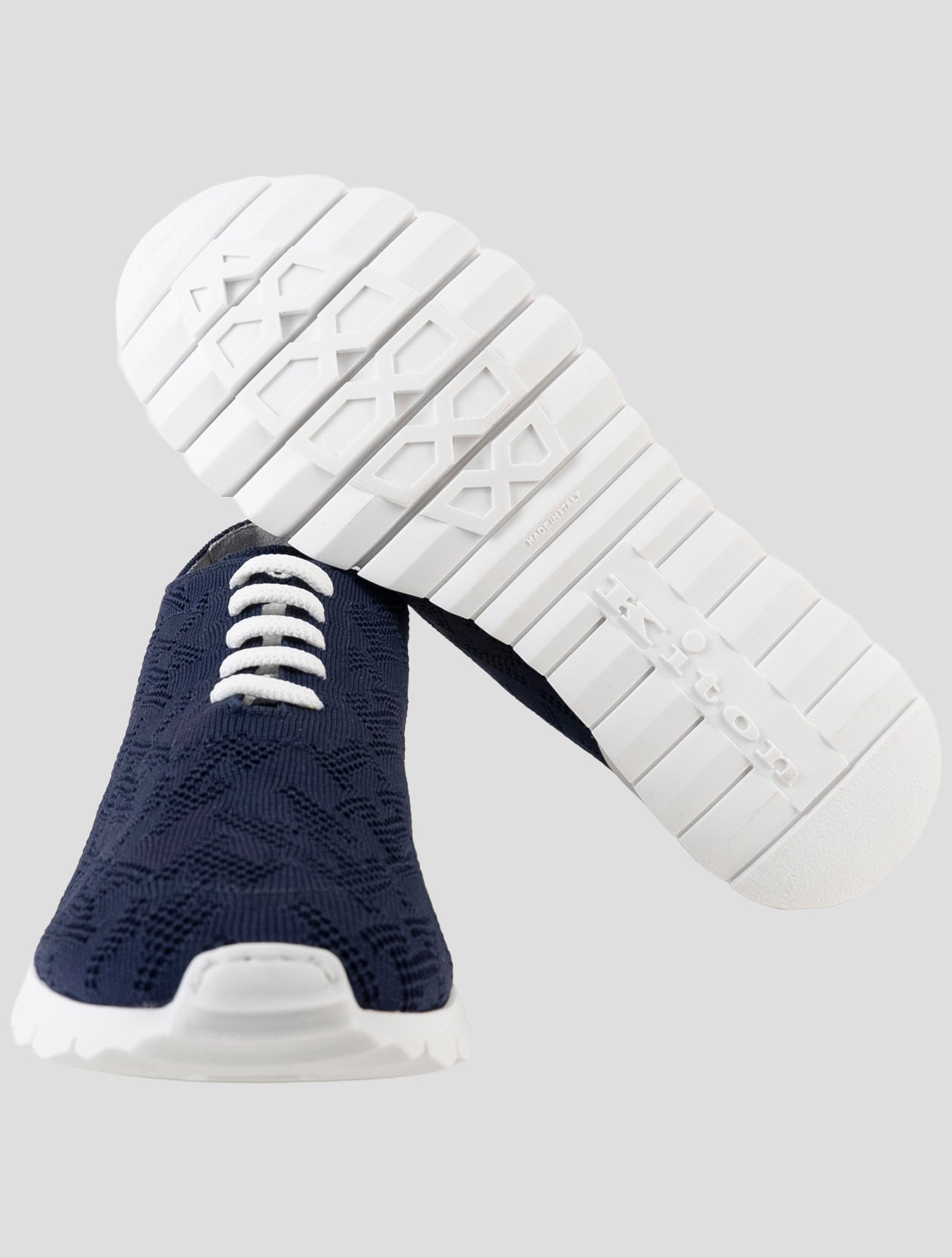 Kiton Blue Cotton Ea Sneakers