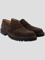 Kiton Brown Leather Suede Loafers
