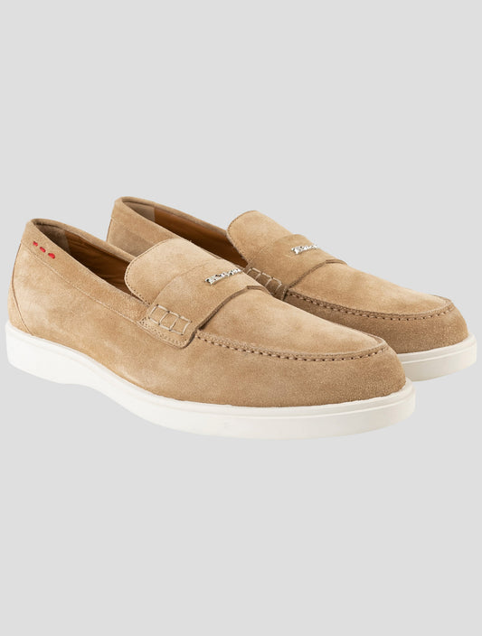 Kiton Beige Leather Suede Loafers