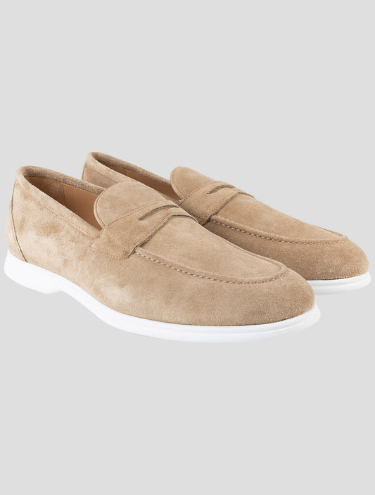 Kiton Beige Leather Suede Loafers