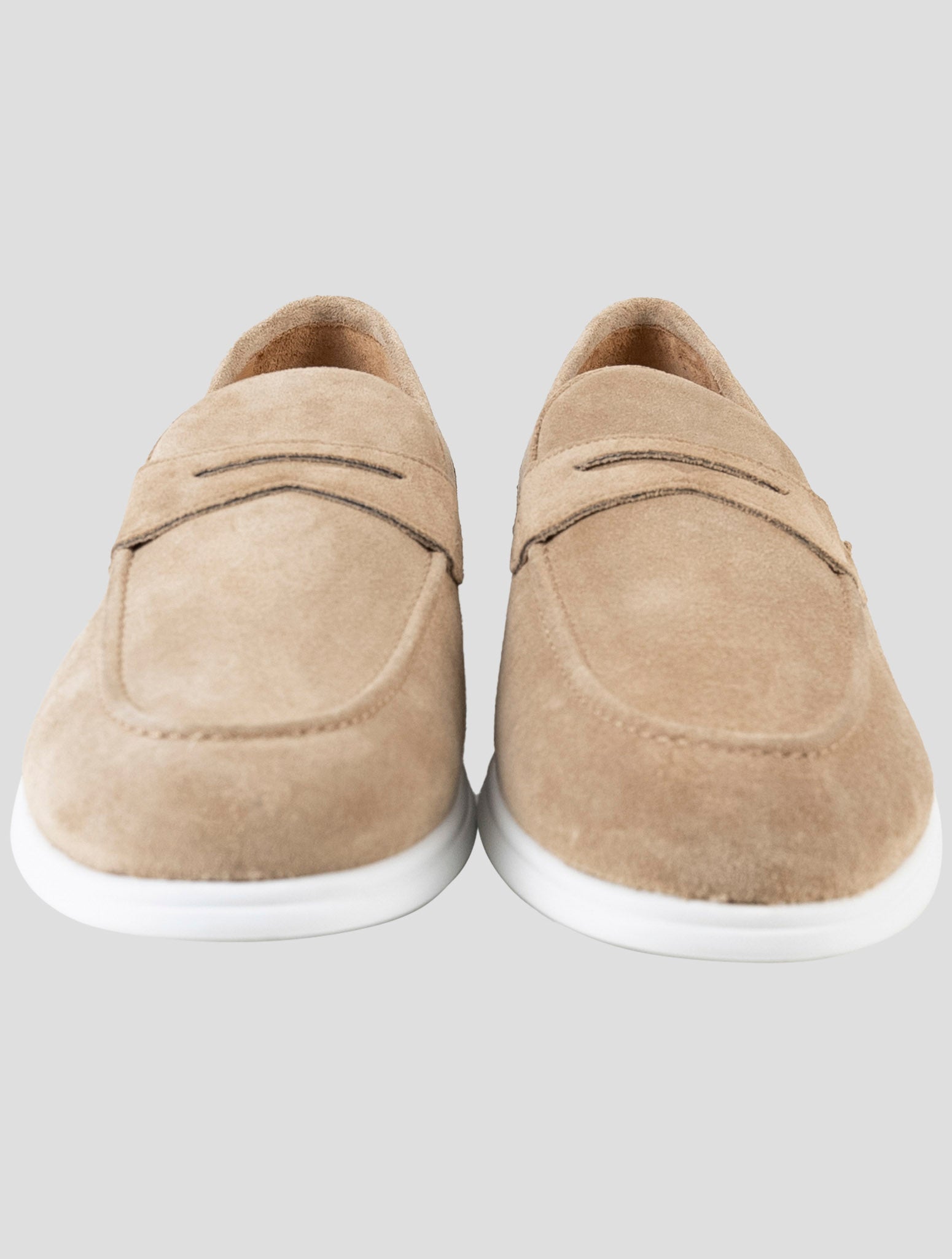 Kiton Beige Leather Suede Loafers