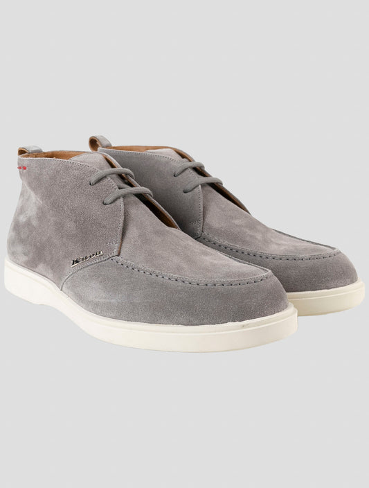 Kiton Gray Leather Suede Sneakers