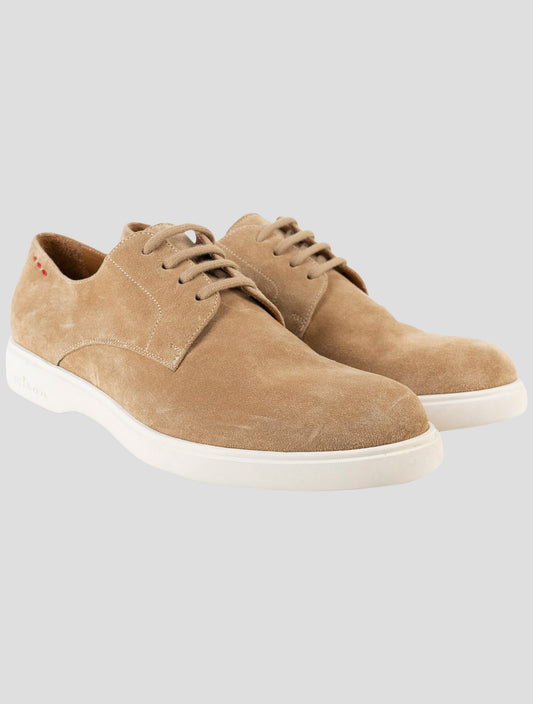 Kiton Brown Leather Suede Sneakers