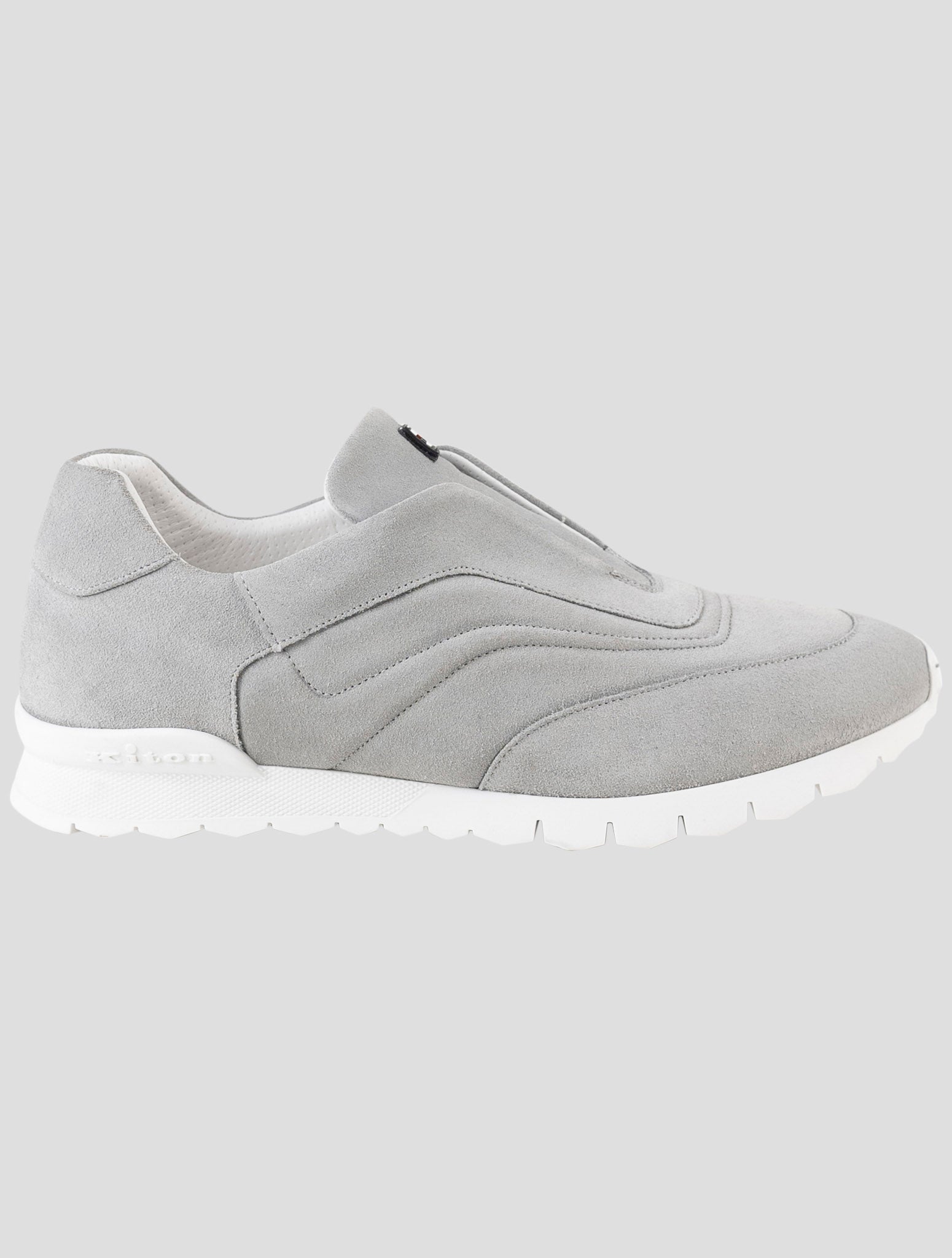 Kiton Gray Leather Suede Sneakers