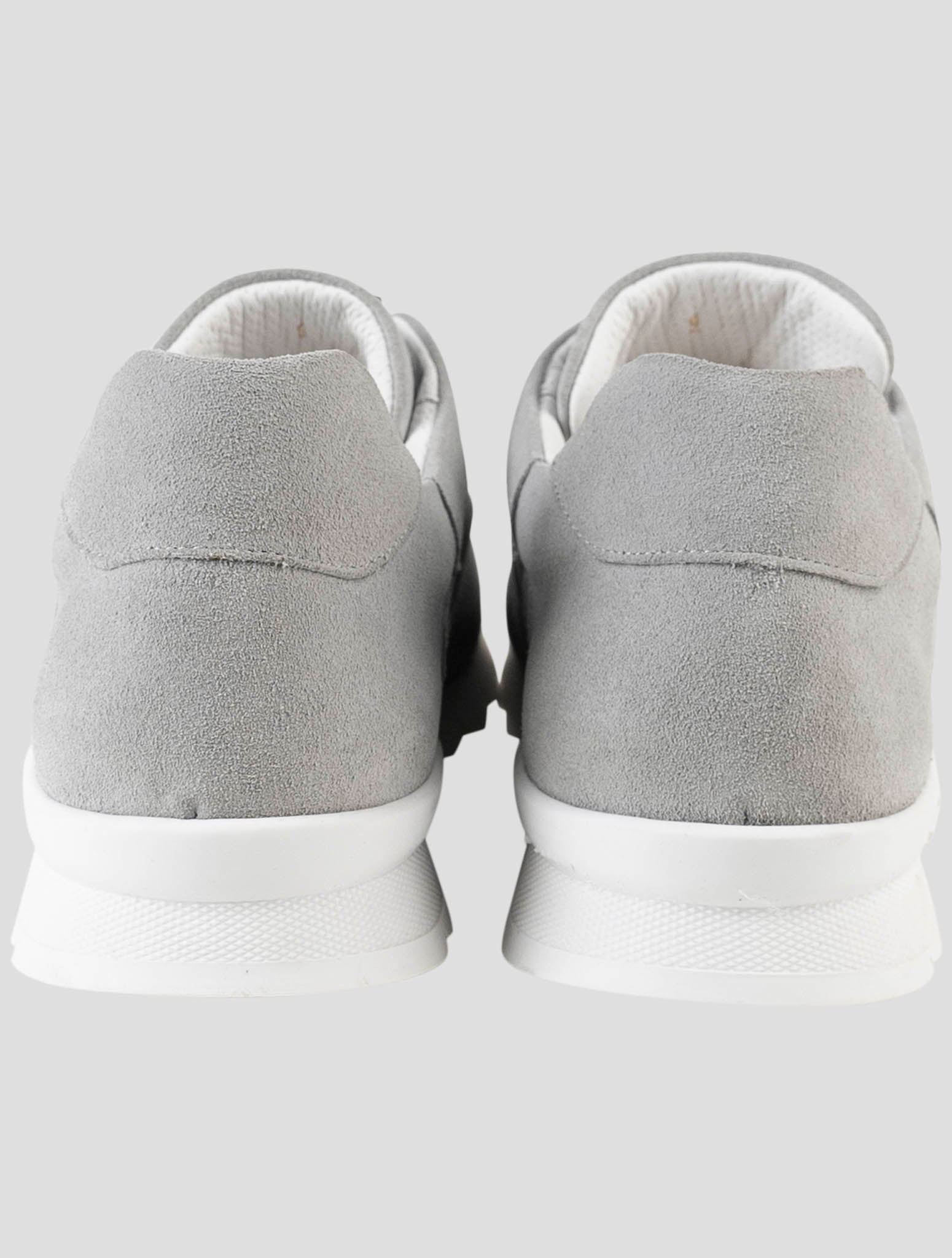 Kiton Gray Leather Suede Sneakers