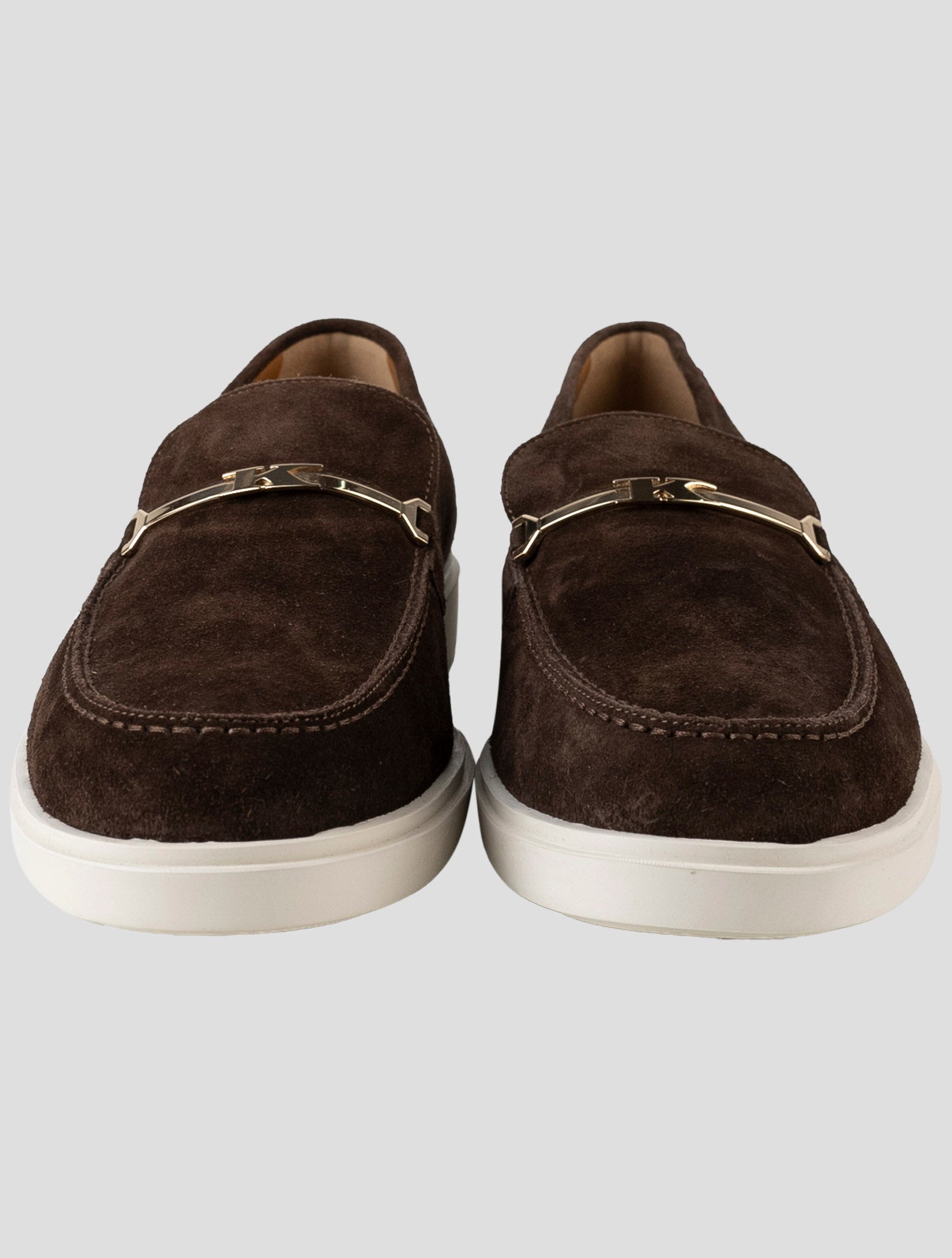 Kiton Brown Leather Suede Loafers