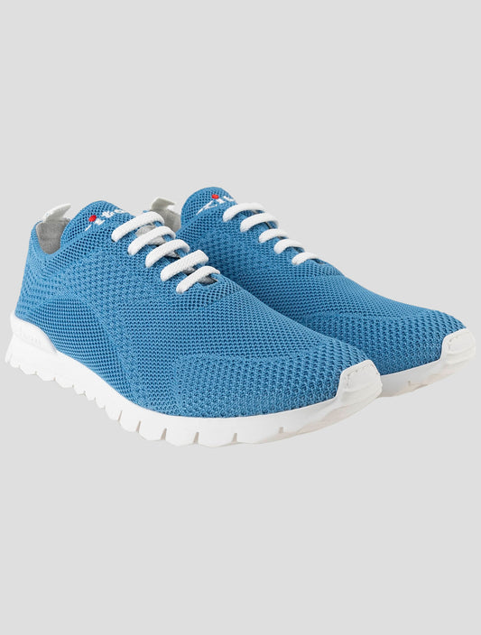 Kiton Light Blue Cotton Ea Sneakers