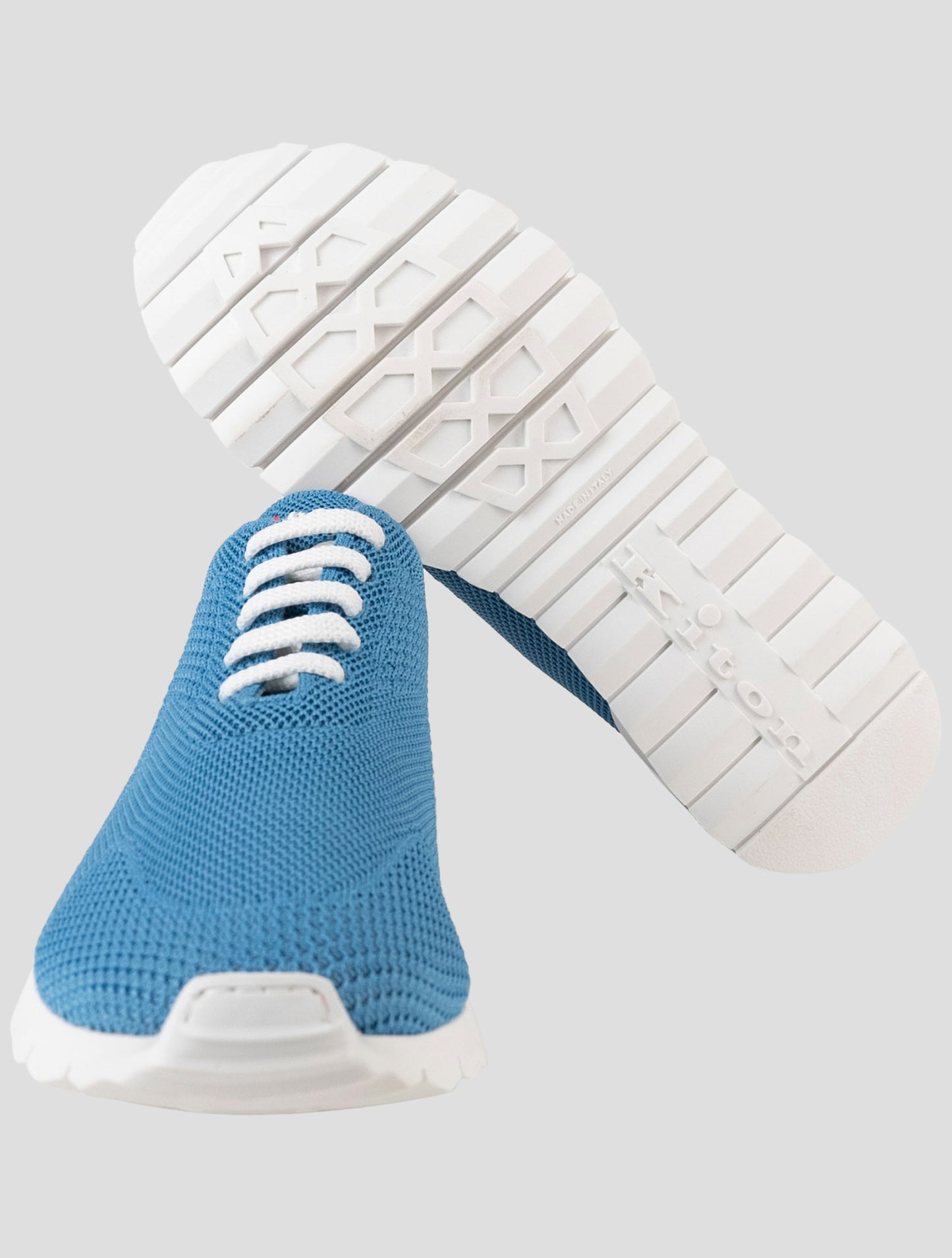 Kiton Light Blue Cotton Ea Sneakers