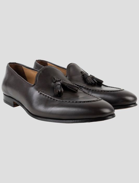 Kiton Dark Brown Leather Loafers