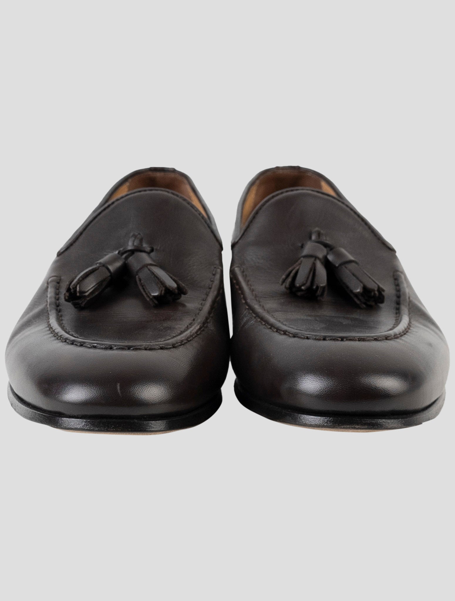 Kiton Dark Brown Leather Loafers