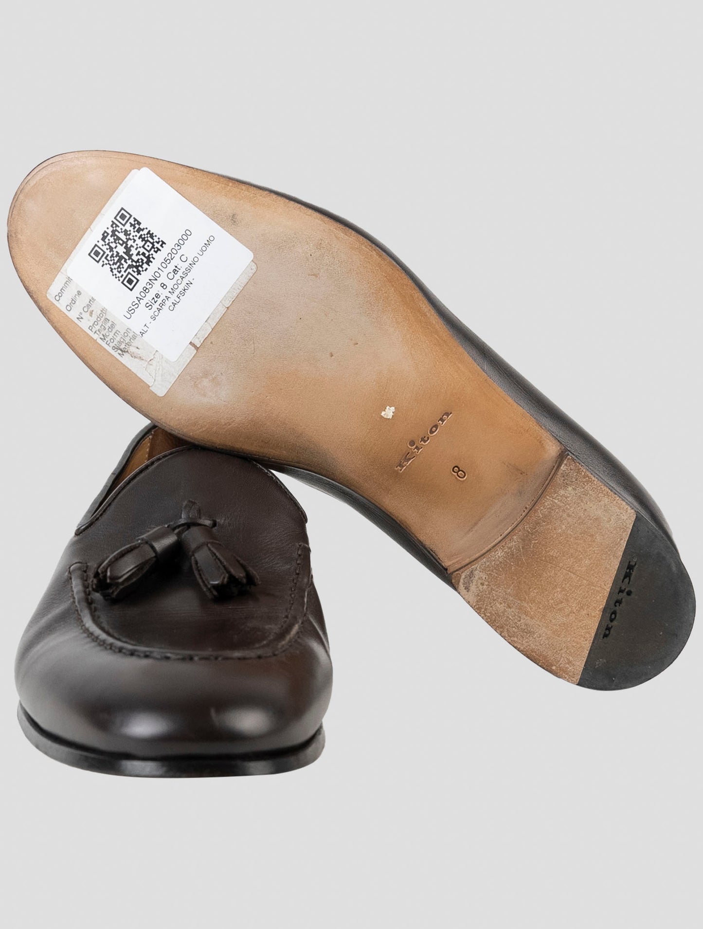 Kiton Dark Brown Leather Loafers