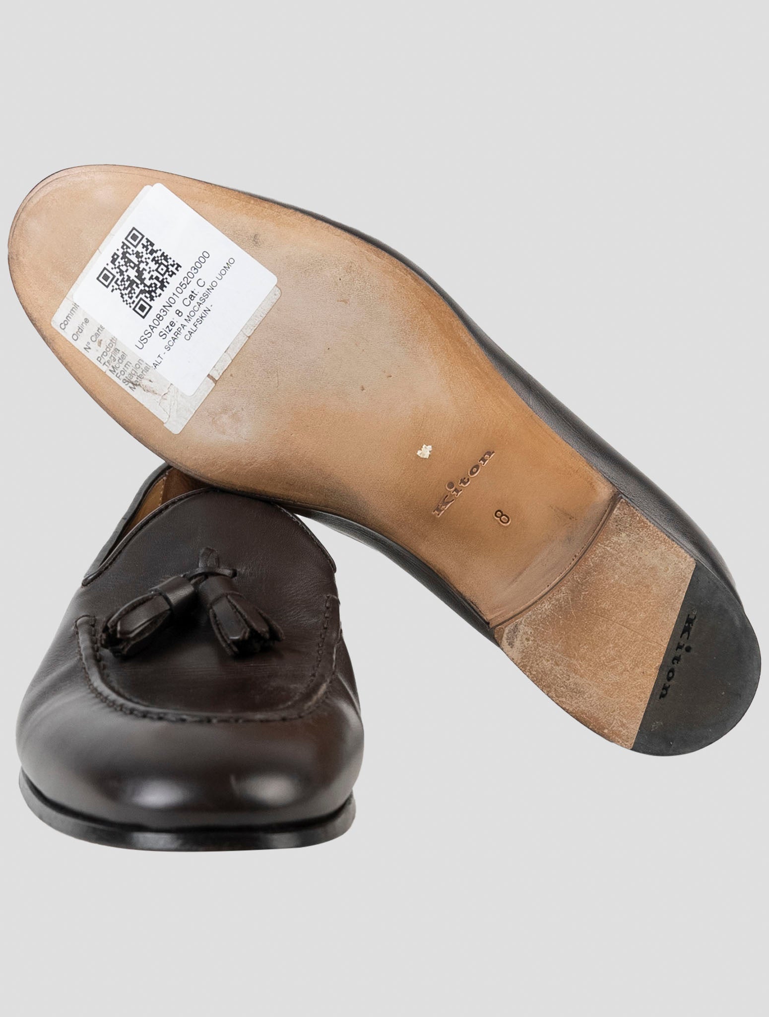 Kiton Dark Brown Leather Loafers