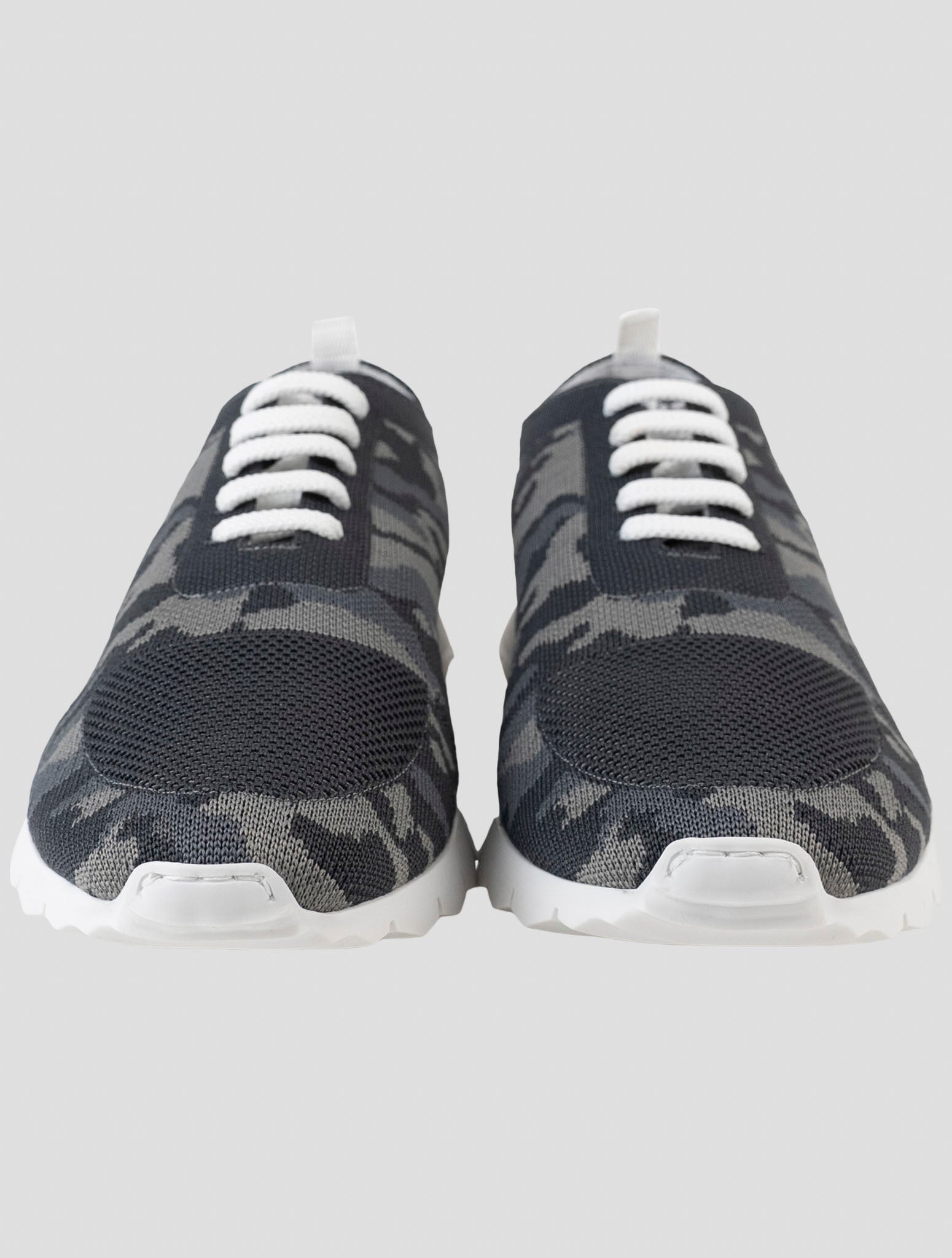 Kiton Gray Cotton Ea Sneakers