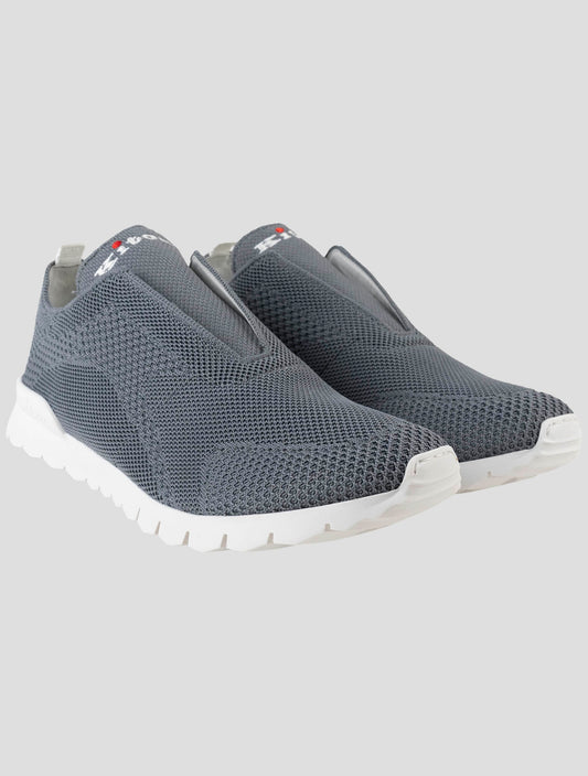 Kiton Gray Cotton Ea Sneakers