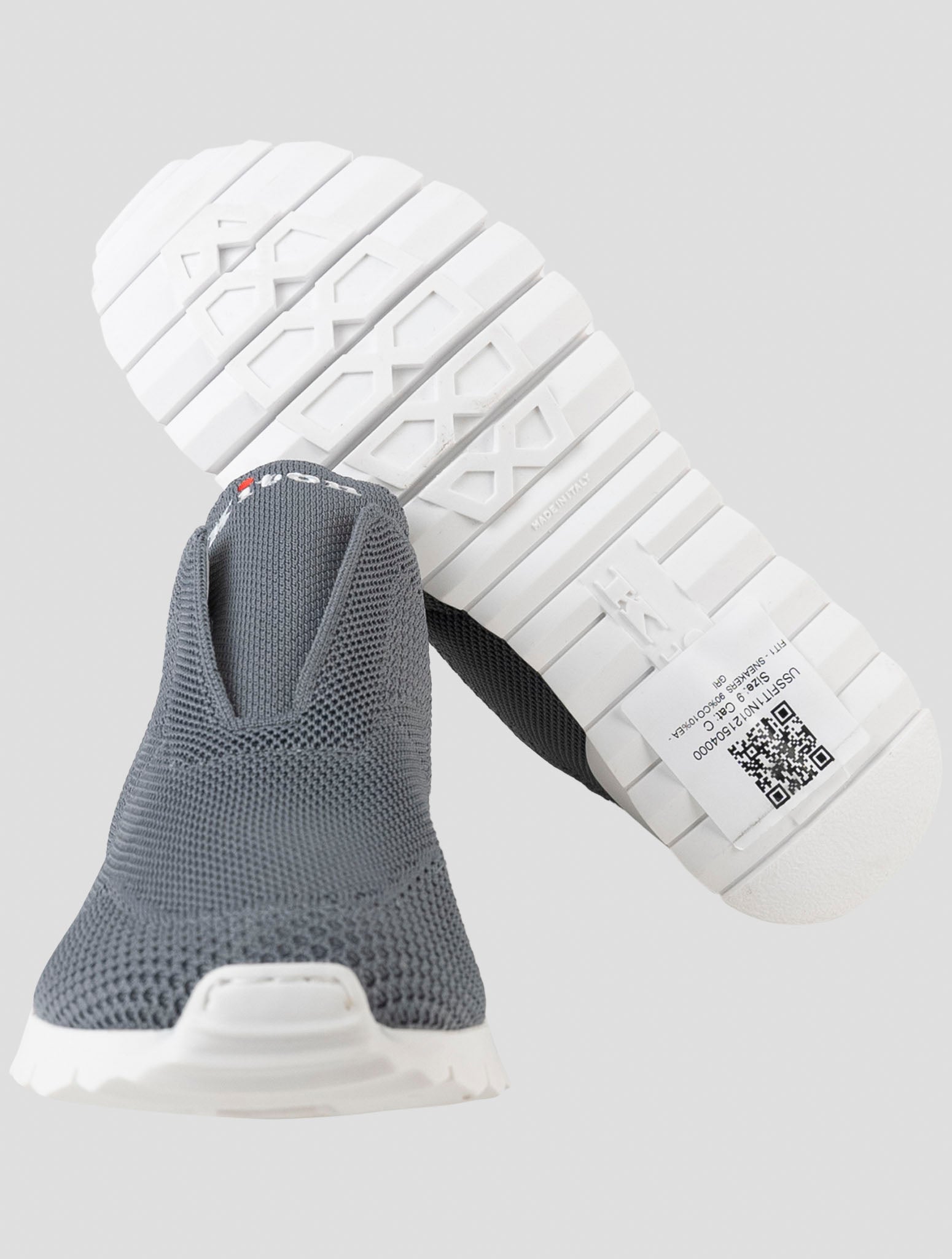 Kiton Gray Cotton Ea Sneakers