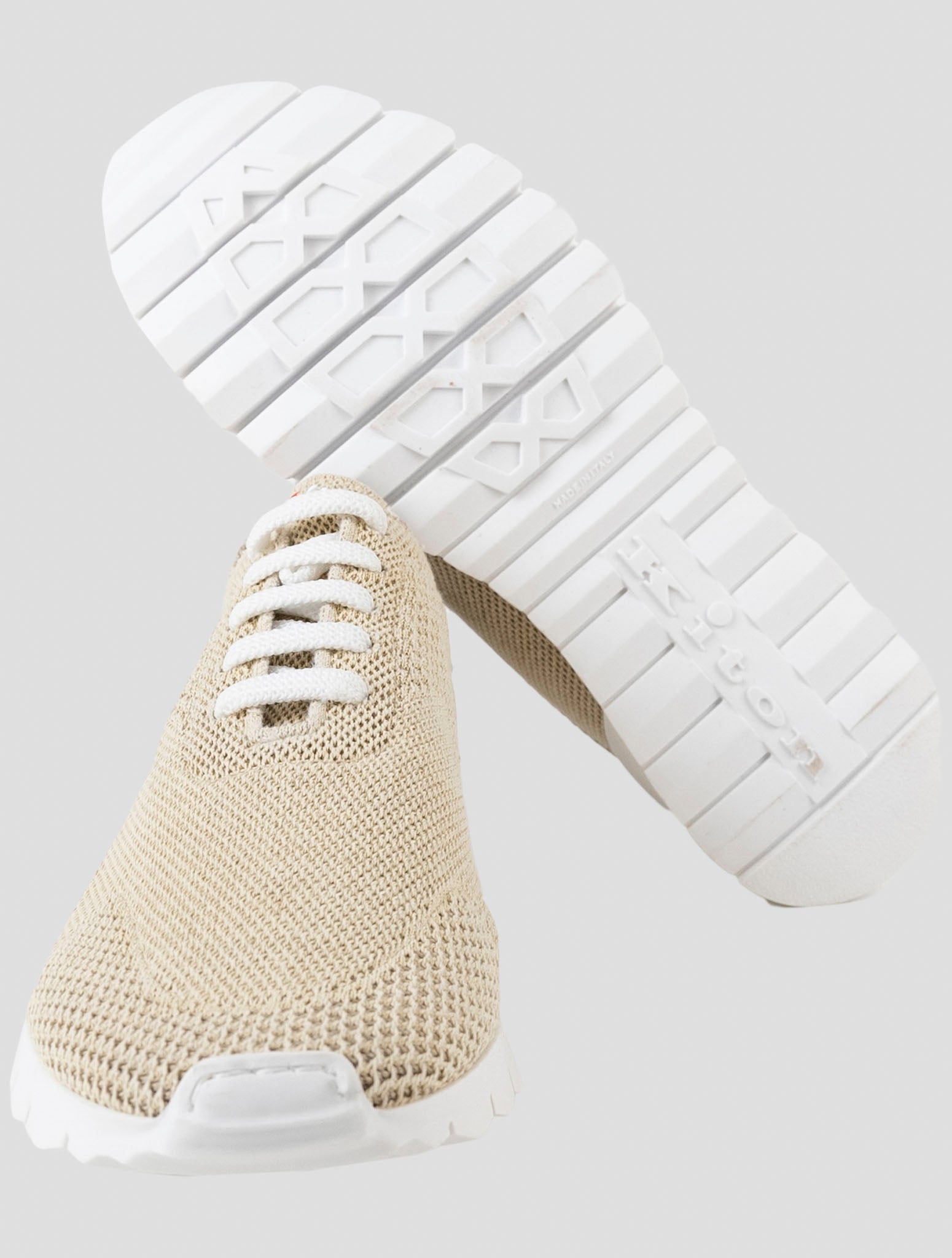 Kiton Beige Cotton Ea Sneakers