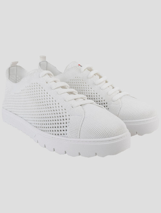 Kiton White Cotton Ea Sneakers