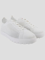 Kiton White Cotton Ea Sneakers