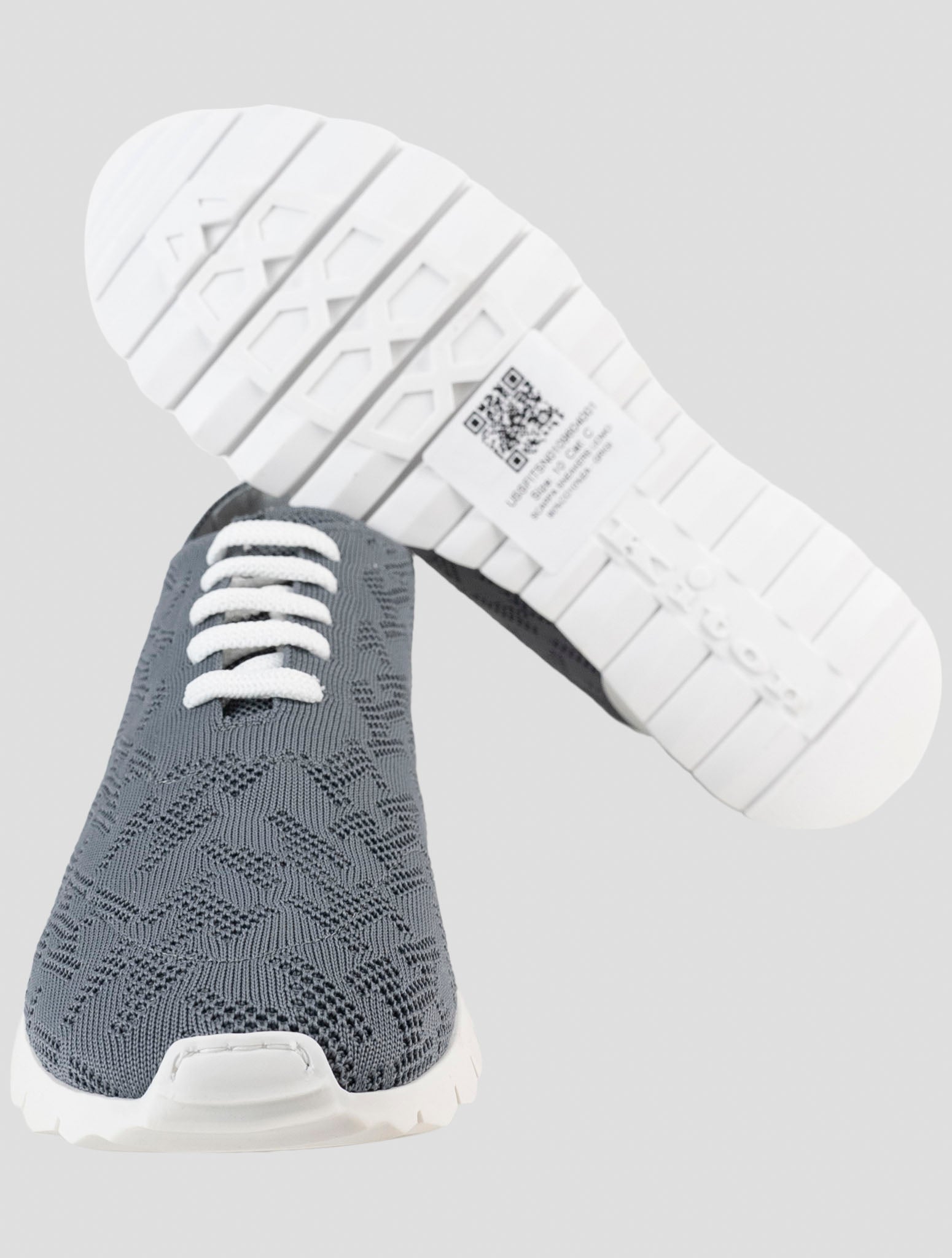 Kiton Gray Cotton Ea Sneakers