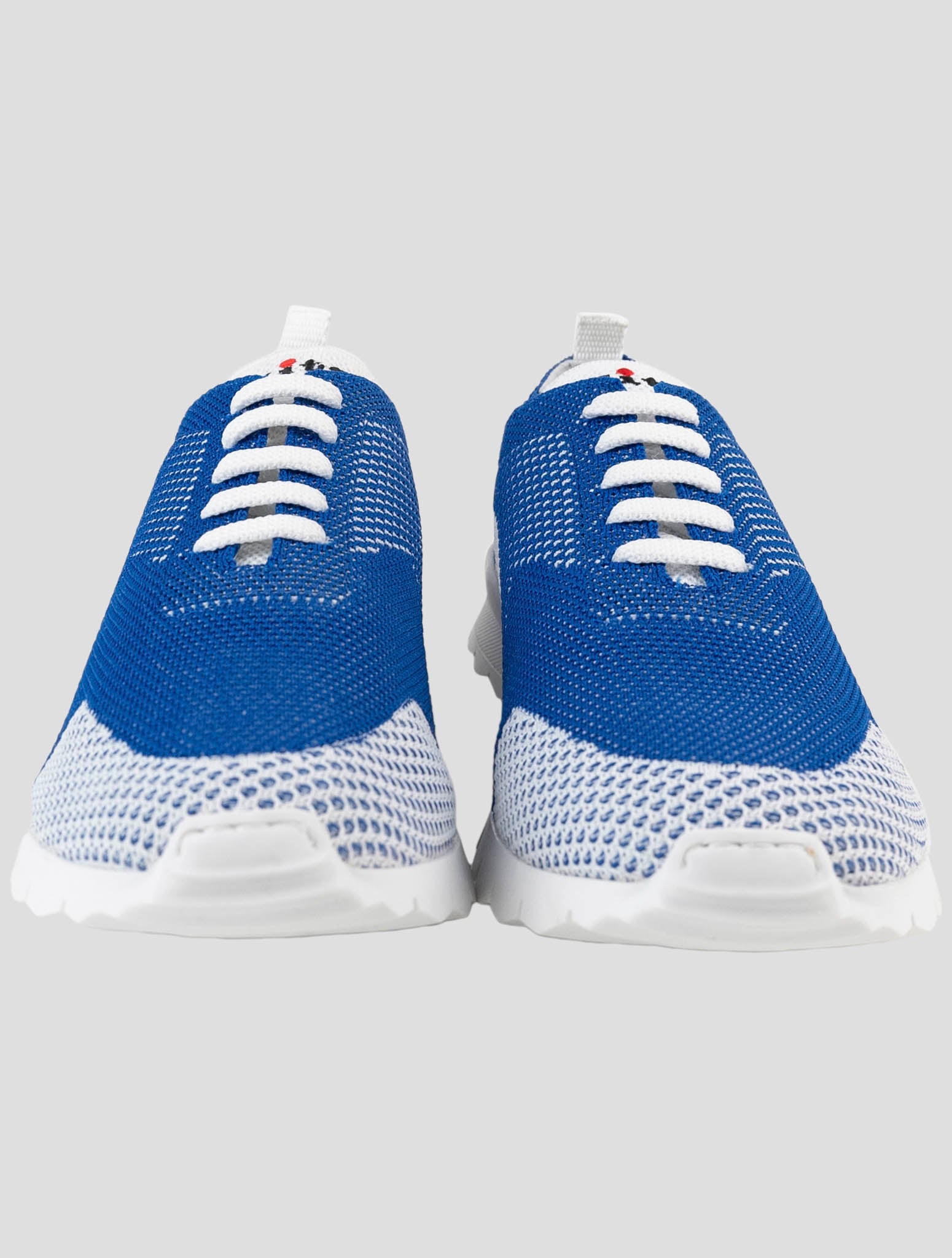 Kiton White Blue Cotton Ea Sneakers