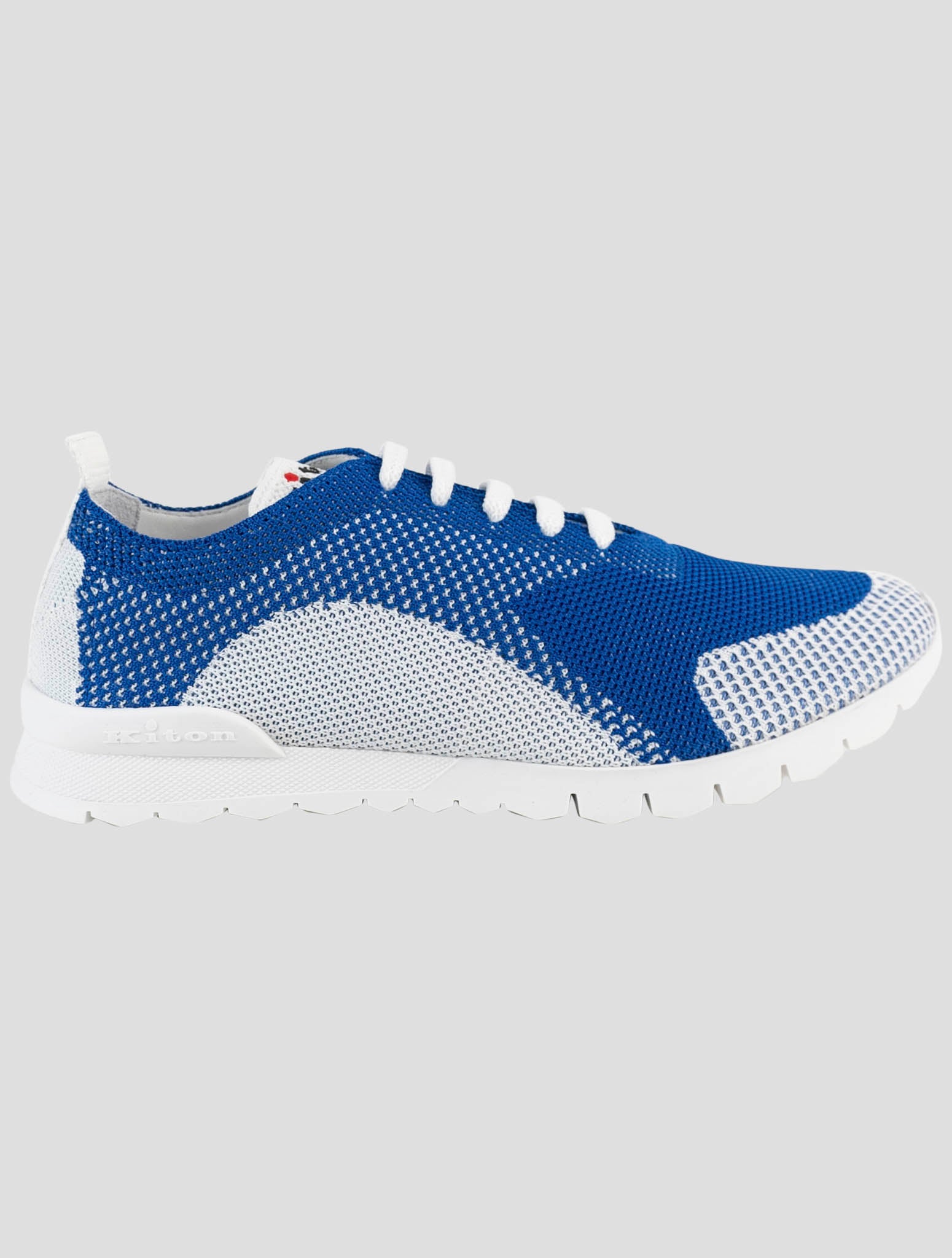 Kiton White Blue Cotton Ea Sneakers