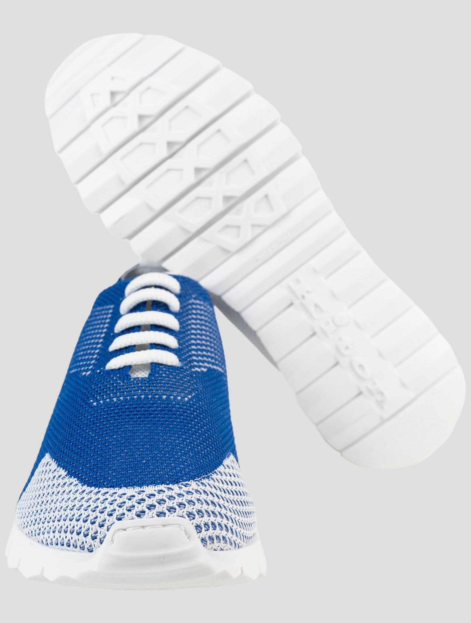 Kiton White Blue Cotton Ea Sneakers