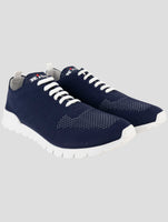 Kiton Blue Cotton Ea Sneakers