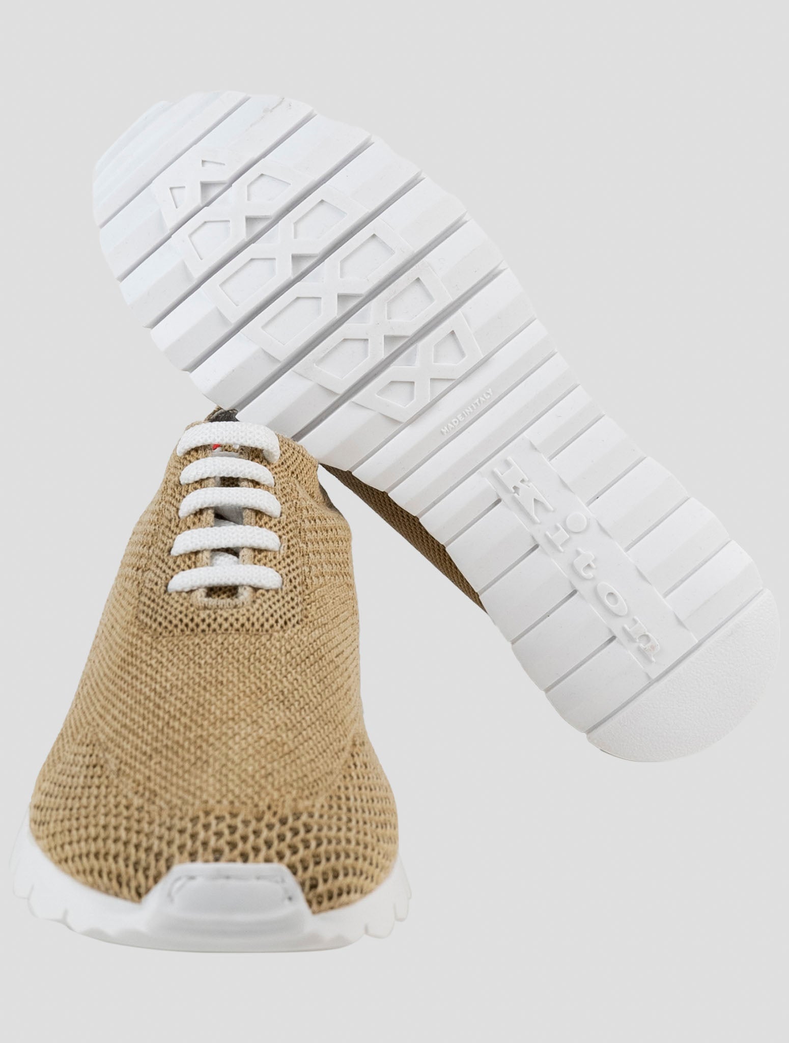 Kiton Brown Cotton Ea Sneakers