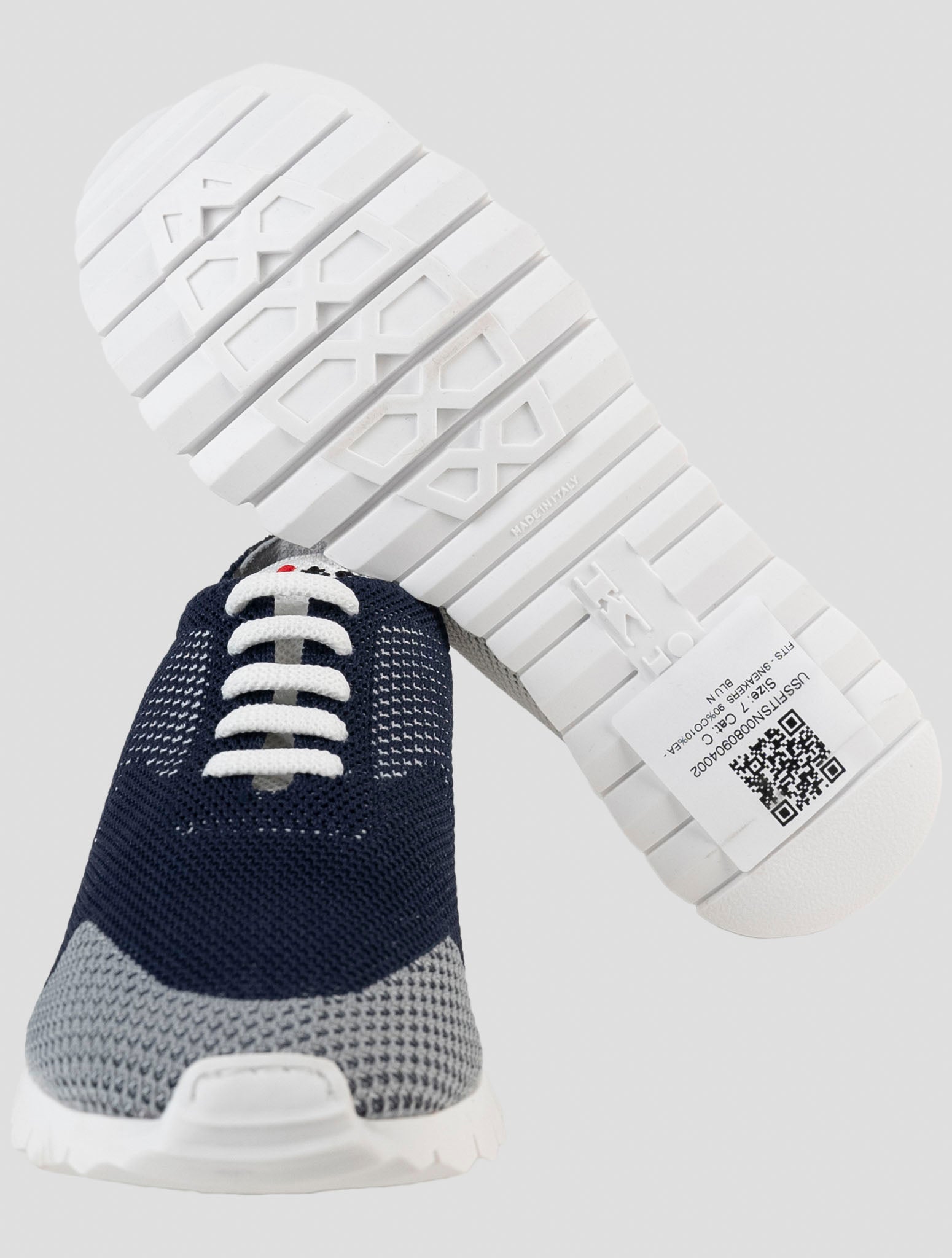 Kiton Blue Cotton Ea Sneakers