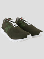 Kiton Green Cotton Ea Sneakers