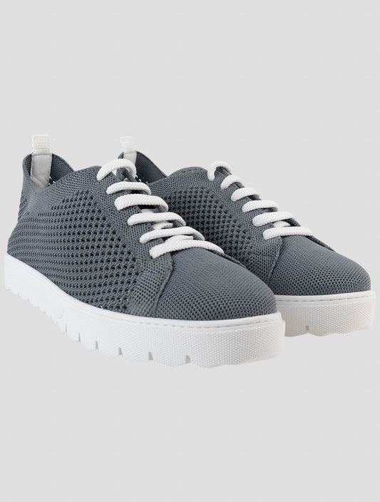 Kiton Gray Cotton Ea Sneakers