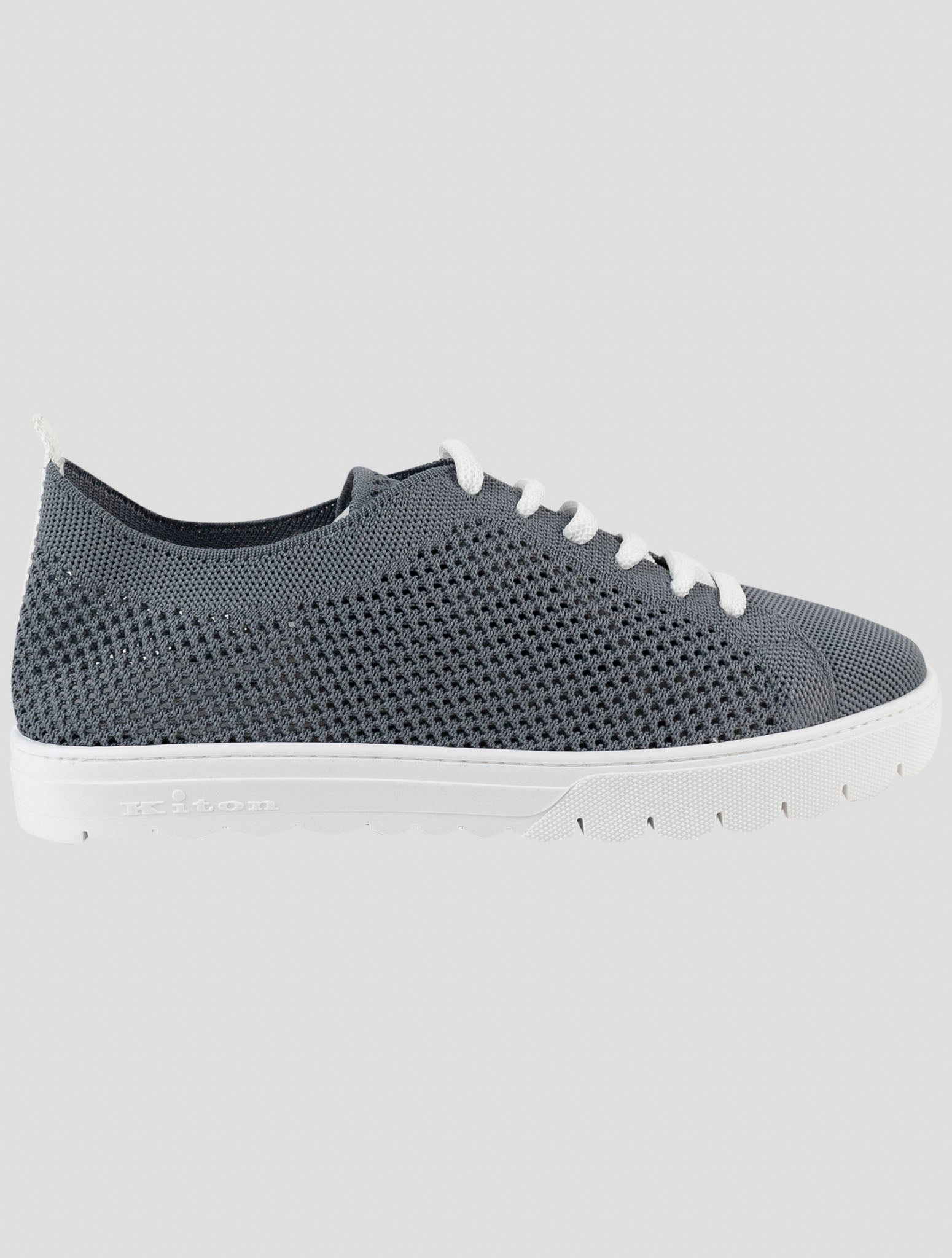 Kiton Gray Cotton Ea Sneakers