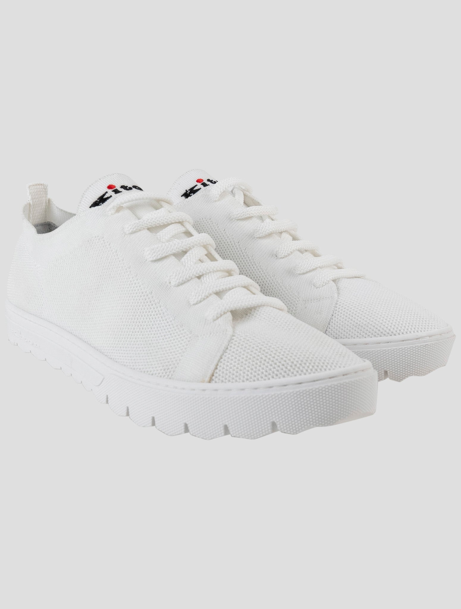 Kiton White Cotton Ea Sneakers