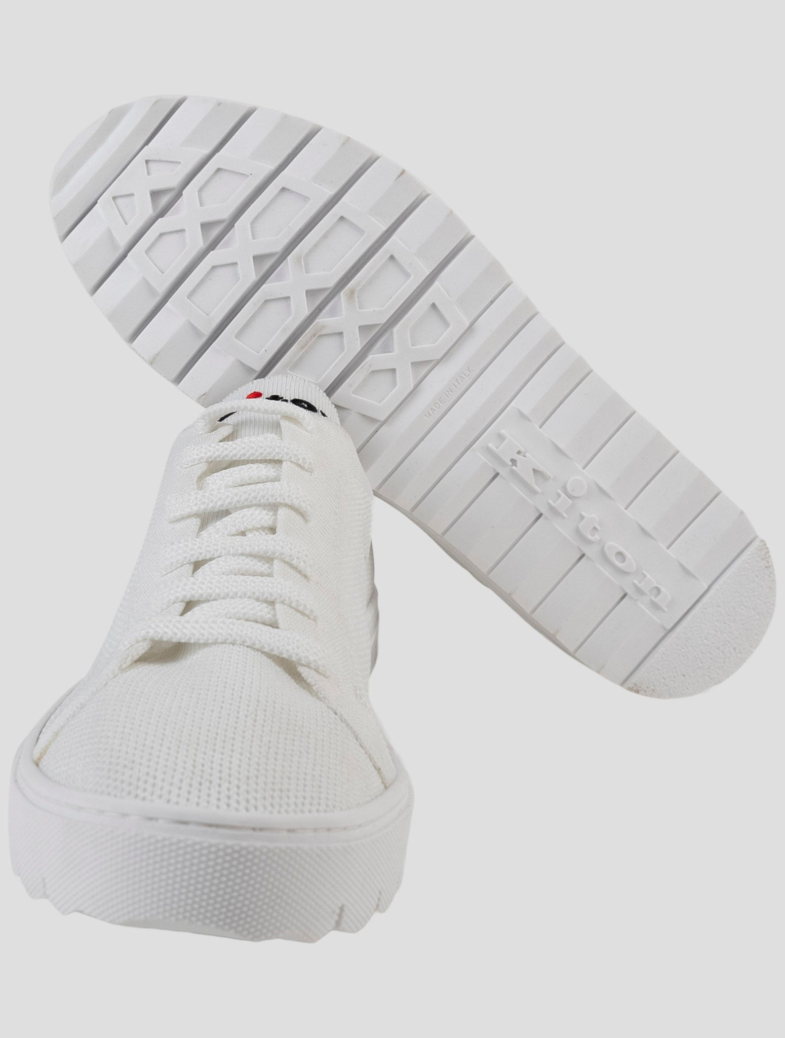 Kiton White Cotton Ea Sneakers