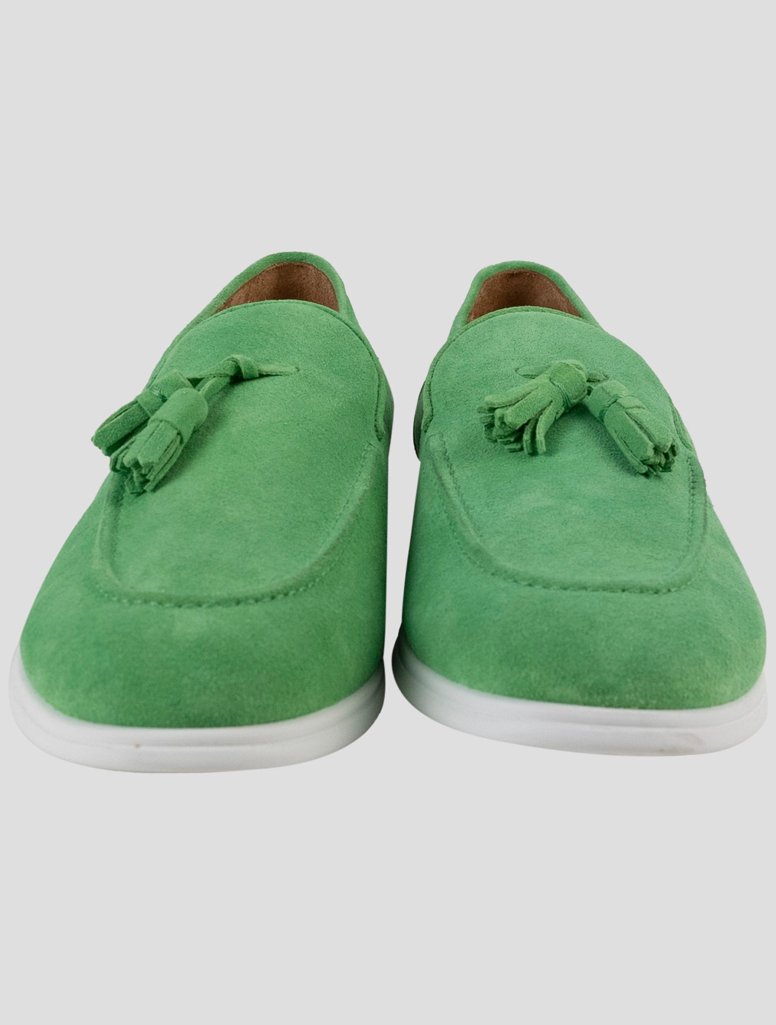 Kiton Green Leather Suede Loafers