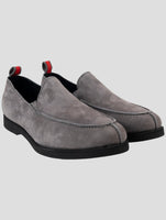Kiton Gray Leather Suede Loafers