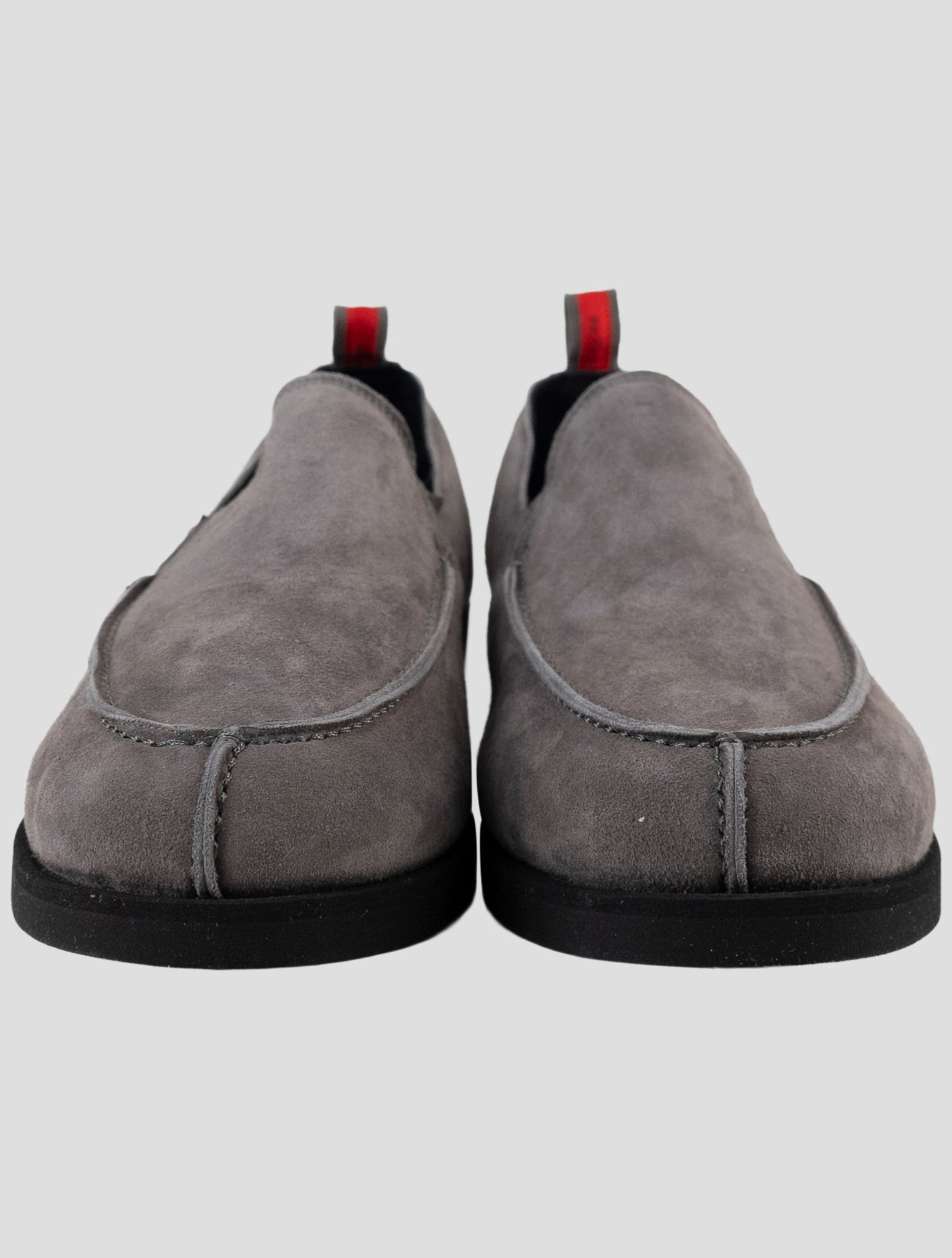 Kiton Gray Leather Suede Loafers