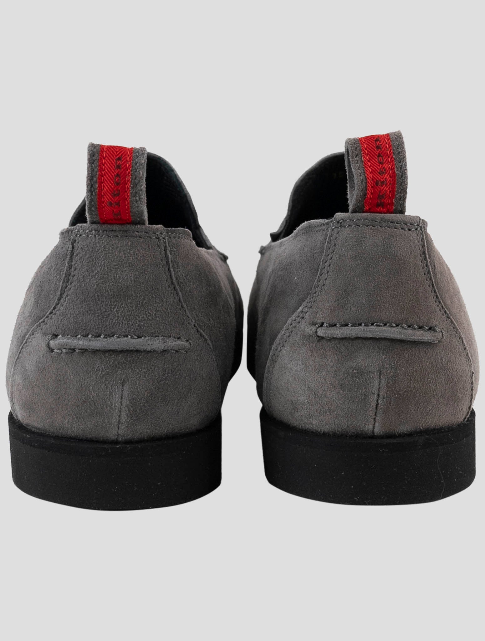 Kiton Gray Leather Suede Loafers
