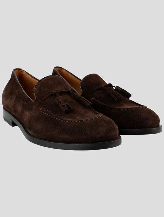 Kiton Brown Leather Suede Loafers