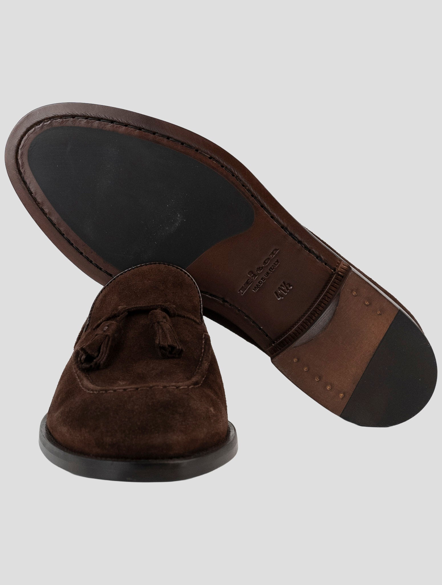 Kiton Brown Leather Suede Loafers