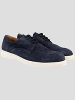 Kiton Blue Leather Suede Sneakers