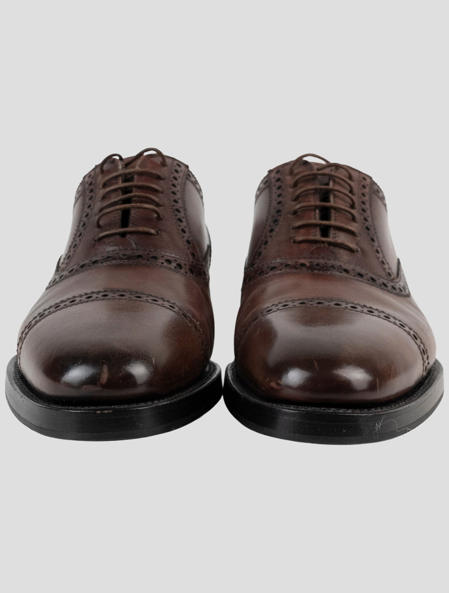 Kiton Brown Leather Dress Shoes Detail
